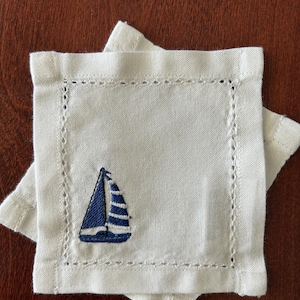 Beach Theme Embroidered Cocktail Napkins