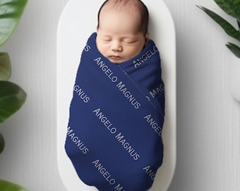 Custom Baby Boy Swaddle Name Receiving Blanket Personalized Boy Name Swaddle Blanket Custom Boy Name Swaddle Photos Newborn Boy Blanket Name