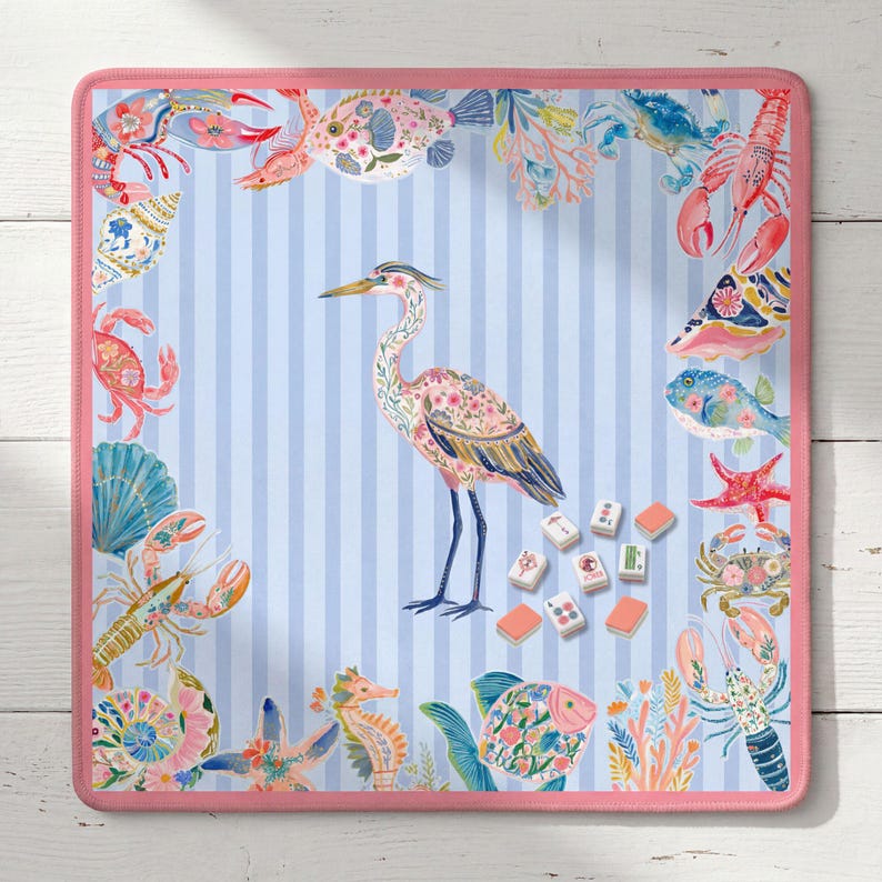 Coastal mahjong mat crane mahjong mat sea life mahjong mat vacation home mahjong mat vacation mahjong mat egret mahjong mat lobster mahjong mat ocean mahjong mat beach house mahjong mat beach mahjong mat for beach house mahjong gift for friend with beach house girls trip mahjong mat for family vacation