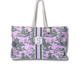 Monogram Mahjong Tote Bag Pagoda Print Initial Tote Chinoiserie Mahjong Rack Bag Mahj Gift For Mom Mahjong Christmas Gift For Mahjong Lover