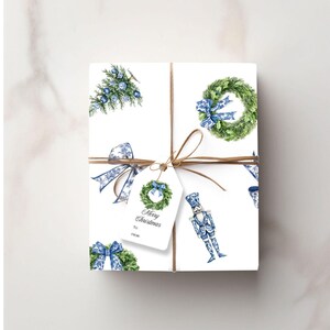 Christmas Toile Paper and Matching Printable Gift Tags Blue Toile blue Chinoiserie Gift Tags Chrtistmas