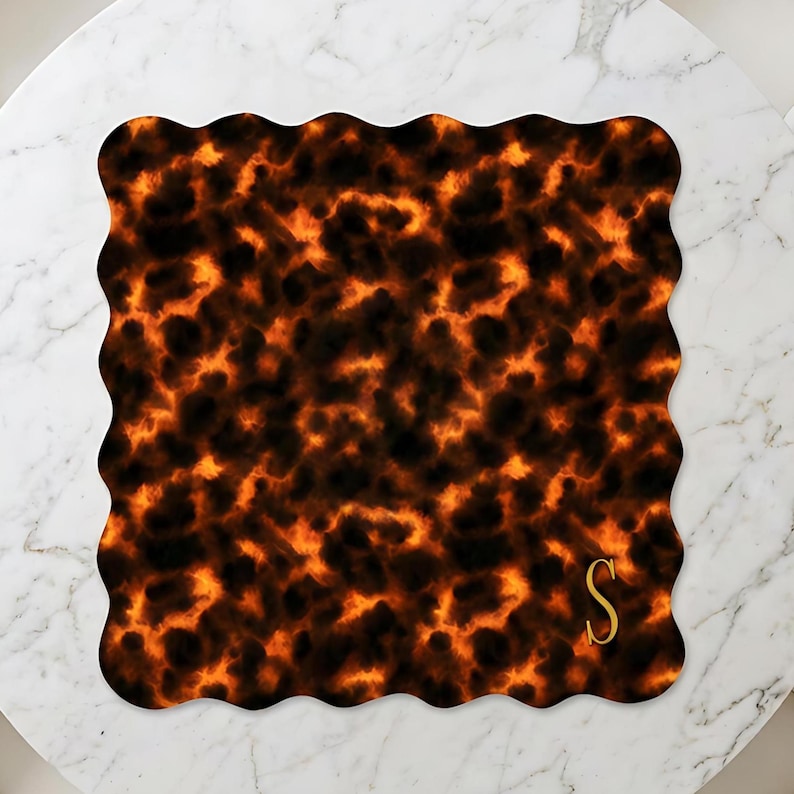 Sköldpaddstryck Mahjongmatta Elegant Mahj-dekoration Designermatta med vågig kant Brusreducerande bordsskydd Unik Mahjong-presentidé bild 4