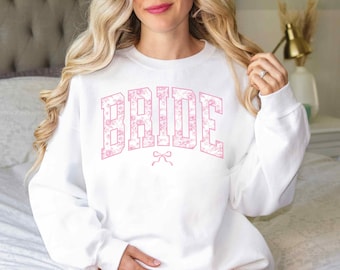 Pink Grandmillenial Bride Sweatshirt Pink Chinoiserie Bride Sweater Pink Toile Bride Shirt Engagement Party Gift Pink Toile Bride Crewneck