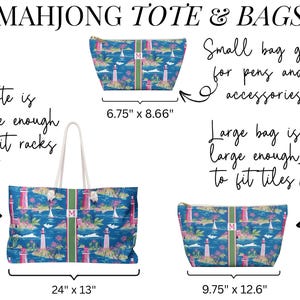 Mahjong Tile Bag Custom Tile Storage Mahjongg Lighthouse Pouch For Tiles Rack Tote Mahj Gift Idea For Friend Coastal Mahj Ong Accessories image 3