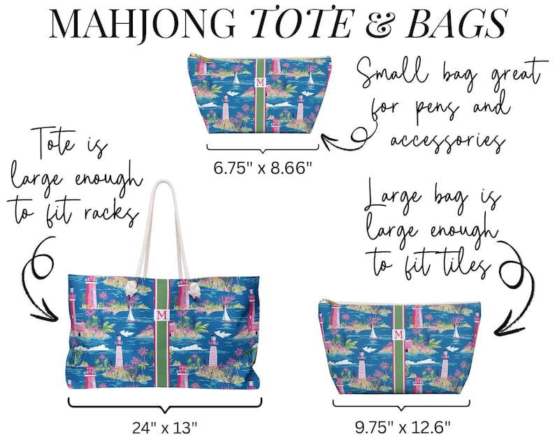 Mahjong Tile Bag Custom Tile Storage Mahjongg Lighthouse Pouch For Tiles Rack Tote Mahj Gift Idea For Friend Coastal Mahj Ong Accessories image 3