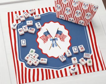 Patriotic Mahjong Mat American Flag Mahjongg Game Mat Mahj Ongg Game Night USA Mahj Table Mat Mahjong Accessories Mahj Gift For Daughter