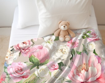 Personalisierte Blumen Decke Personalisierte Baby Geschenk Individuell Decke Floral Personalisierte Geschenk Decke Kinderzimmer Dekor Blumen Decke Baby Individuell