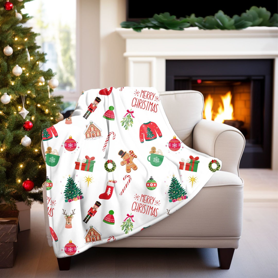 Christmas Minky Blanket Christmas Theme Blanket Ugly Christmas Sweater Blanket Gingerbread