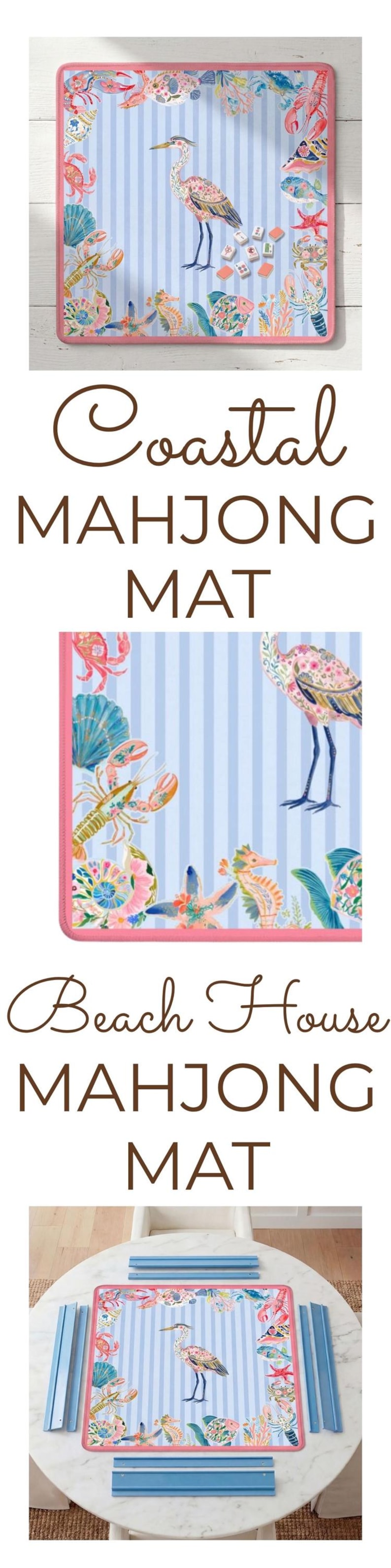Coastal Mahjong Mat Beach House Mahj Ong Game Pad Table Protection Ocean Theme Mahjongg Gift idea For Friend Vacation Home Decor Sea Life image 15