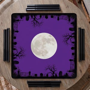 Halloween Mahjong Mat Spooky Full Moon Mat For Tile Game Table Protection Graveyard Mahj Ong Game Pad Scary Mahj Accessory Mahjong Gift Idea Bild 9