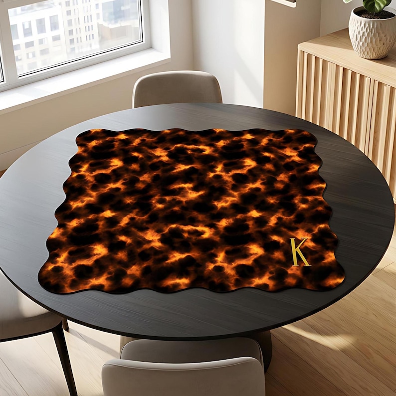 Sköldpaddstryck Mahjongmatta Elegant Mahj-dekoration Designermatta med vågig kant Brusreducerande bordsskydd Unik Mahjong-presentidé bild 8
