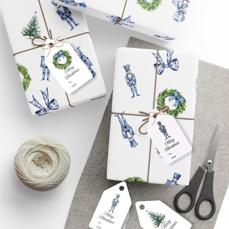 Christmas Nutcracker Gift Wrap Toile Nutcracker Wrapping Paper Christmas Luxury Wrap Paper Roll Toile Bow Wrap Gift Holiday Toile Christmas GraGndmillenial Gift Wrap holiday Coquette Toile Bow Gift Wrap Coastal Grandma Wrapping Paper Christmas