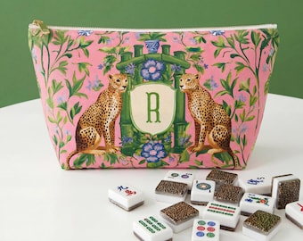 Monogrammed Mahjong Tile Bag Mahj Pouch For Travel Mahj Ong Initial Bag Mahjong Gift Ideas Mothers Day Present Custom Mahjongg Accessories