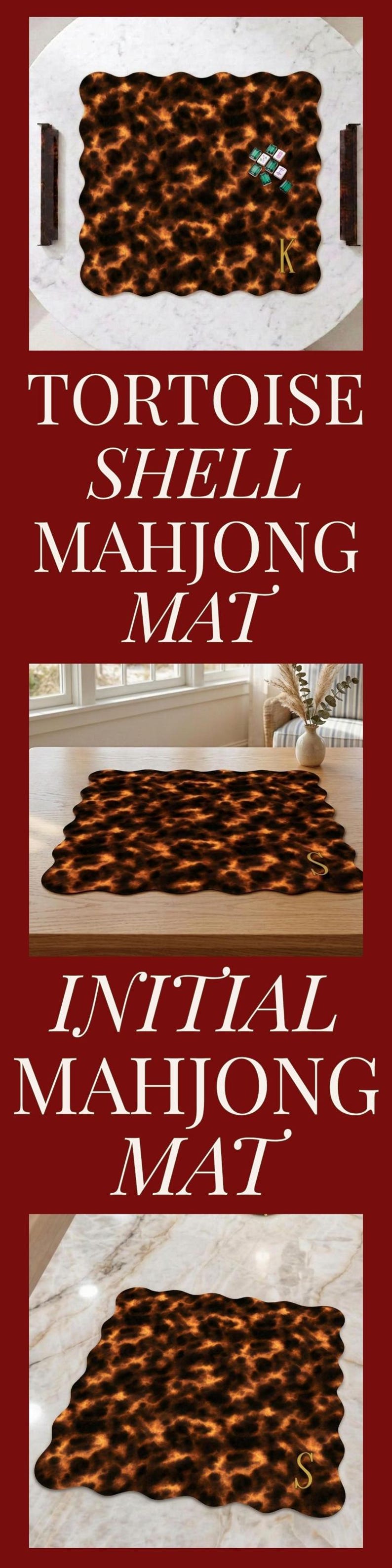 Sköldpaddstryck Mahjongmatta Elegant Mahj-dekoration Designermatta med vågig kant Brusreducerande bordsskydd Unik Mahjong-presentidé bild 10
