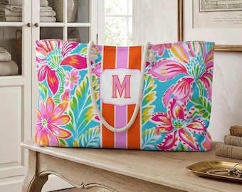 Custom Floral Mahjong Tote Monogrammed Mahjong Tote Bag Mahjong Rack Bag Preppy Mahjong Carryall Mahj Ong Gift Christmas Mahj Ongg Gift Mom