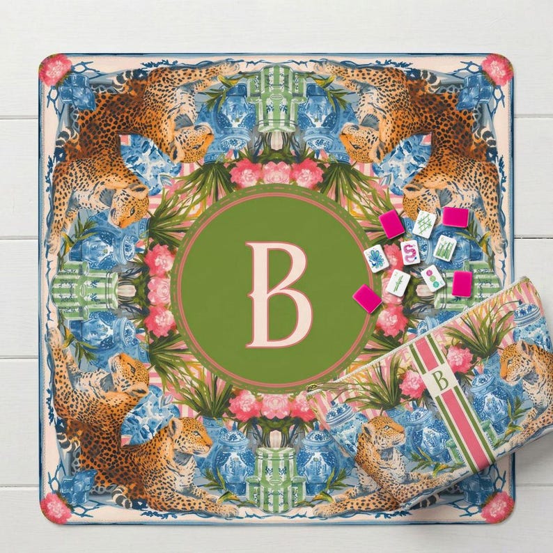 leopard mahjong mat chinoiserie mahjong mat chinoiserie ginger jar mahjong mat custom mahjong mat floral mahjong mat