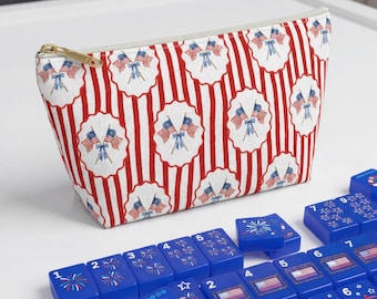 Bolsa de fichas de Mahjong, bolsa patriótica de Mahjong, regalo para el Día de la Madre, bolsa con soporte para estante de Mahj, regalo de Mahjong para hija, EE. UU.