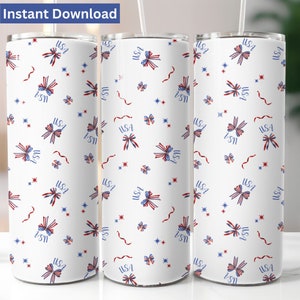 4. Juli Coquette Sublimation Tumbler Wrap Patriotische Schleifen Nahtlose PNG Skinny Tumbler Independence Day Sofortiger Download 4. Juli Wrap