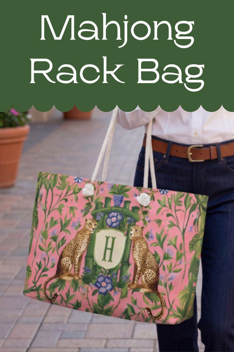 Monogrammed Mahjong Rack Bag Preppy Mahjongg Bag Set Mahj Gift For Friend Mahjong Mothers Day Gift Mahjong Game Gift Mahjong Accessory Pouch image 16