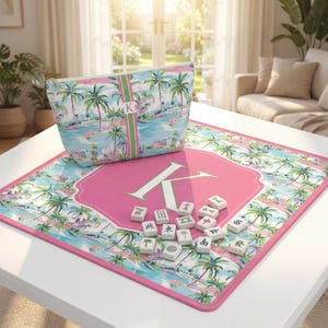 personalized mahjong mat Palm Beach mahjong mat palm tree mahjong mat initial mahjong mat cute mahjong mat with bag mahjong mat with storage bag matching mahjong tile bag and mat mahjong gift for daughter mahjong gift for friend mahjong accessory mahjong gift for mom birthday gift mahjong mat Christmas gift for her