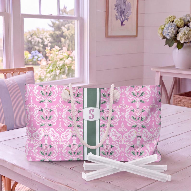 pink and green mahjong rack bag