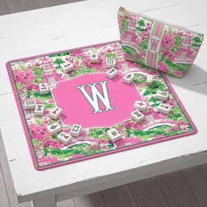 Personalized Mahjong Tote Pagoda Print Mahj Preppy Tote Bag Mahjong Rack Bag Mahj Ong Carry All Gift For Mahjong Game Gift Mom Birthday Mahj image 7