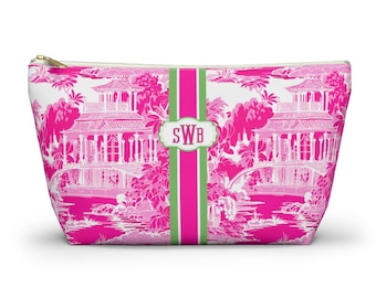 Personalized Mahjong Tile Bag Mahjong Bag Set Pagoda Print Zipper Pouch Preppy Travel Bag Mahj Tile Storage Mahjong Tile Organizer Mahj Ong