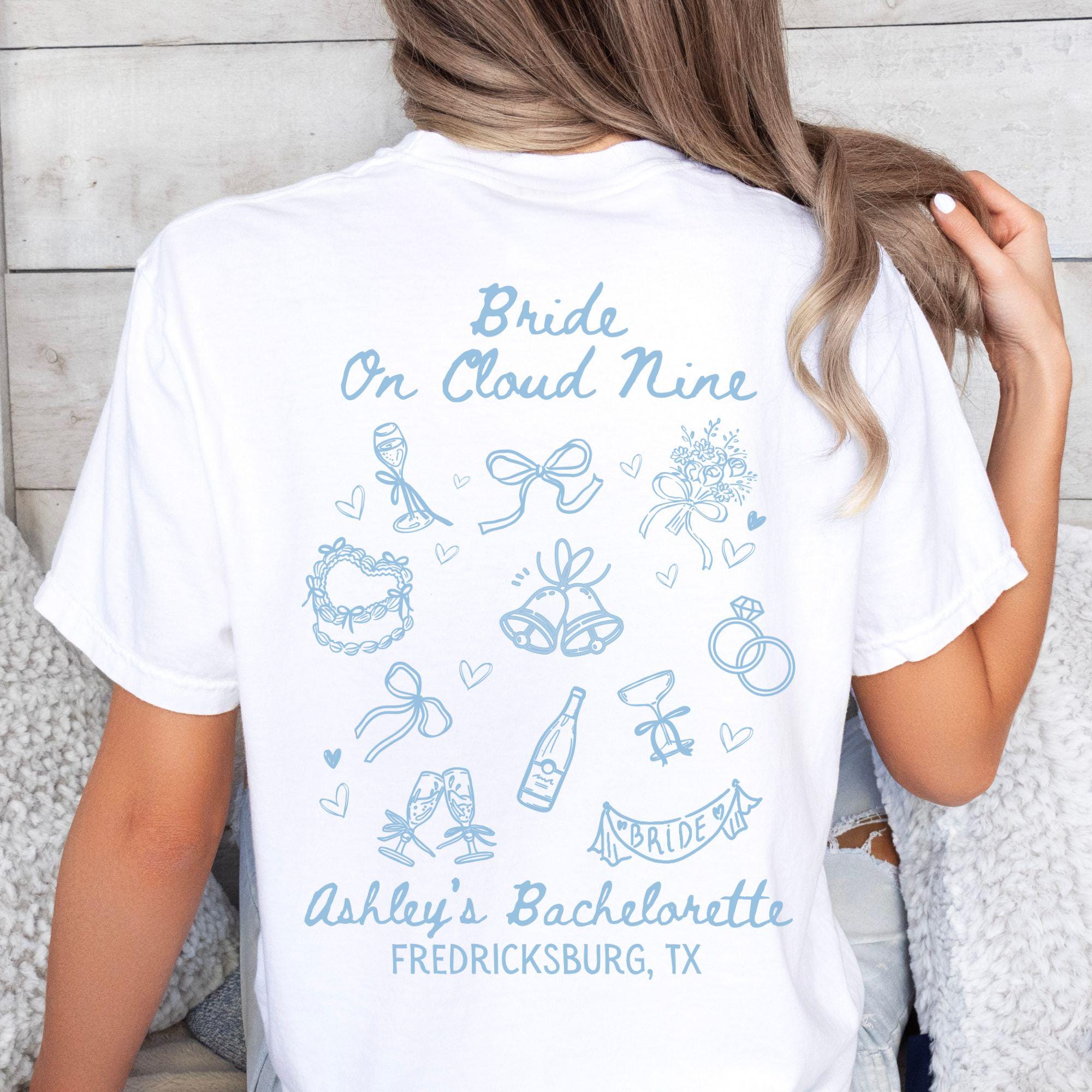Mariée Bachelorette personnalisée sur Cloud Nine sur chemise Bachelorette Cloud Nine Bachelorette vin Tshirt cloud personnalisé Bachelorette Bach Club