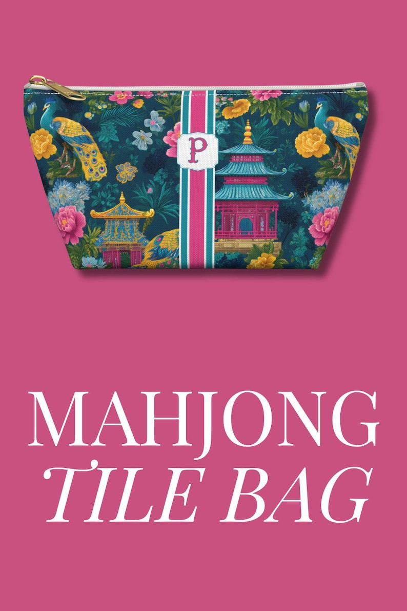 Mahjong Party Mahjong Aesthetic Mahjong Night Mahjong Party ideas Cute Mahjong Shirt Mahjong Birthday Gift For Mom Ideas Mahjong Christmas Gift For Mom Mahjong gift Idea for Grandparent Mahjong Gift Idea Personalized Chinoiserie Mahjong bag Mahj storage bag Chinese Pattern Carry all Mahjong game night bag Custom name bag Cute Mahjong gift Mahjong game night bag Custom initial bag Cute Mahjong gift Chinoiserie tote preppy monogram tote bag monogrammed preppy  Mahjong peacock tile bag