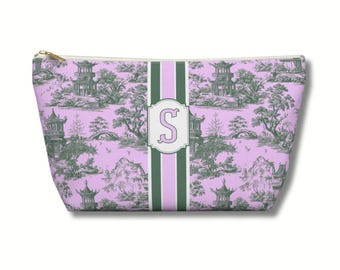 Personalized Mahjong Tile Bag Mahjong Pagoda Print Initial Bag Monogrammed Mahjong Zipper Bag Mahj Ong Gift Christmas Mahjong Host Gift Mahj