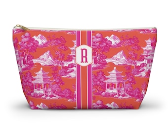 Monogram Mahjong Tile Bag Pagoda Print Initial Bag Preppy Chinoiserie Mahjong Zipper Bag Gift For Mahjong Player Gift Birthday Mahj Gift