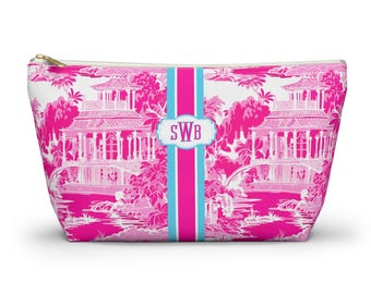 Personalized Mahjong Tile Bag Mahjong Bag Set Pagoda Print Zipper Pouch Preppy Travel Bag Mahj Tile Storage Mahjong Tile Organizer Mahj Ong