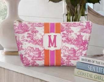 Custom Mahjong Tile Bag Monogrammed Pouch Chinoiserie Travel  Mahj Ong Initial Bag Pagoda Print Mahjong Gift Christmas Mahjong Hostess Gift