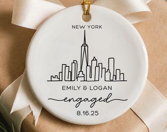 Personalized Engagement Ornament Engaged Couple Custom Engaged Ornament First Christmas Engaged 1st Christmas Engaged New York Ornament Gift