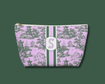 Personalized Mahjong Tile Bag Mahjong Pagoda Print Initial Bag Monogrammed Mahjong Zipper Bag Mahj Ong Gift Christmas Mahjong Host Gift Mahj