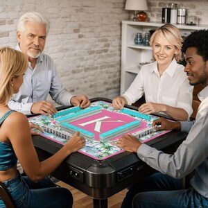 Personalized Mahjong Mat Palm Beach Mahjongg Table Mat Custom Initial Mahj Ong Table Cover Mahj Birthday Gift For Daughter Mahj Ongg Mat image 5