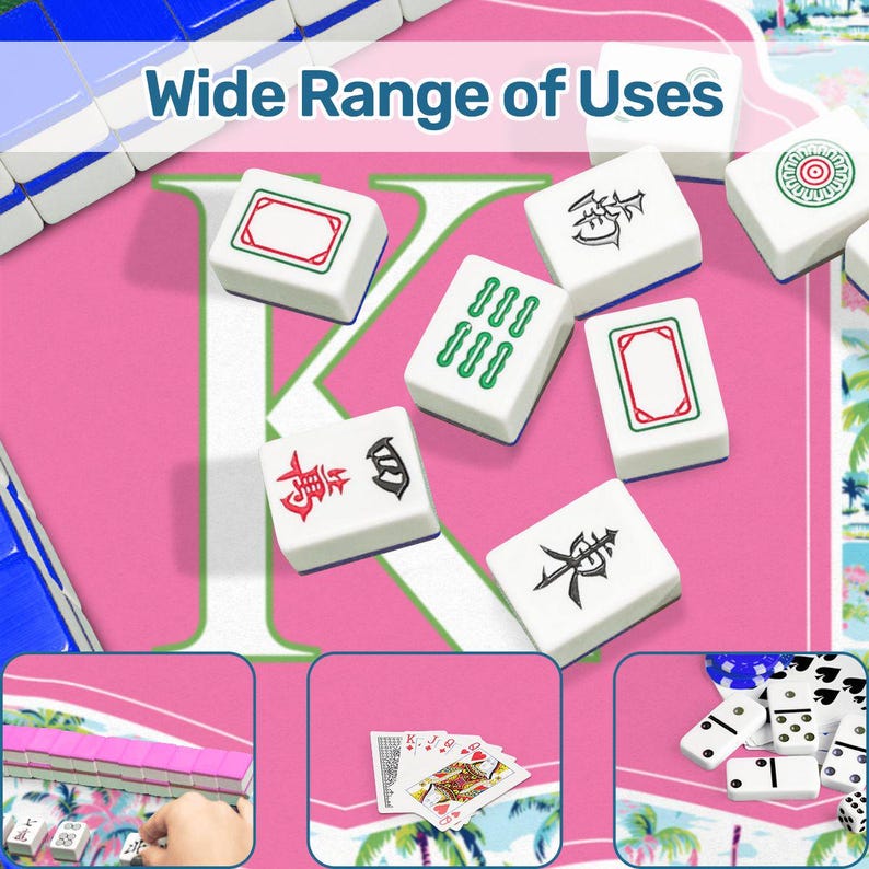 Personalized Mahjong Mat Palm Beach Mahjongg Table Mat Custom Initial Mahj Ong Table Cover Mahj Birthday Gift For Daughter Mahj Ongg Mat image 6