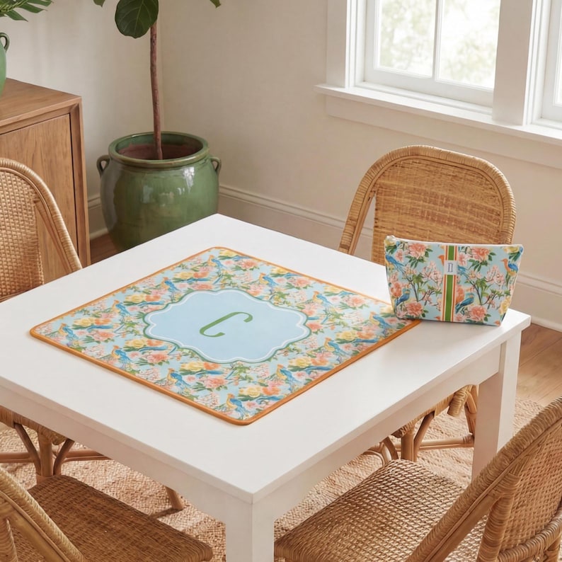 Tapete de Mahjong personalizado, portátil de viaje con bolsa de transporte, tapete de diseño, tapete de mesa de juego con reducción de ruido y base antideslizante, estilo chinoiserie. imagen 12