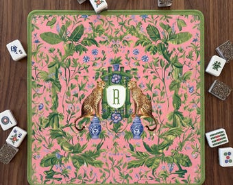Custom Mahjong Mat Palm Beach Style Noise Reduction Travel Portable Designer Mat Non Slip Game Table Protection With Carrying Bag Mahj Gift