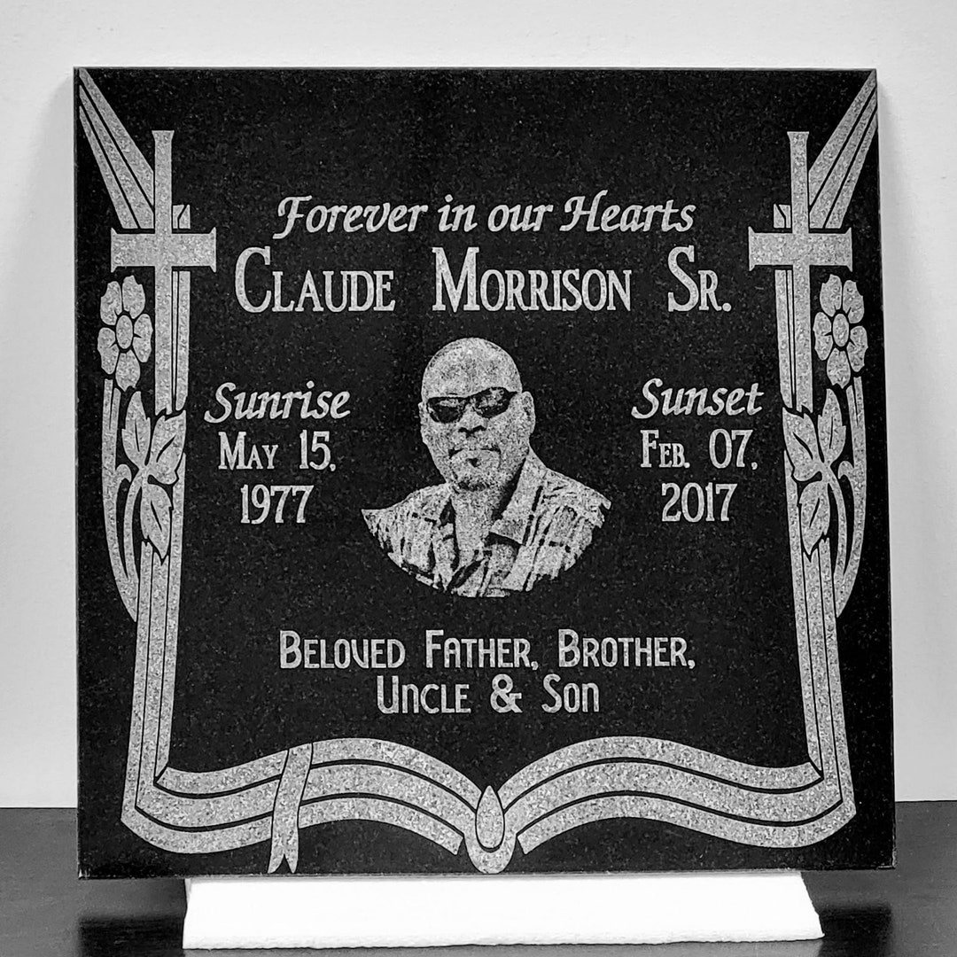 12x12 Laser Engraved Granite Memorial Temporary Grave Marker Etsy