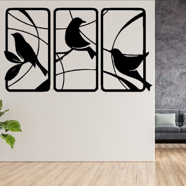 Birds Metal Wall Art Decor, Dxf Digital Download, Birds Wooden Wall Art, Office Decor, Home Decor, Housewarming, Gift for him, Gift for her