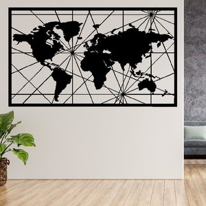 Metal Earth map Wall Art Decor, Descarga digital Dxf, Arte de pared de madera, Decoración de oficina, Decoración del hogar, Inauguración de la casa, Regalo para él o ella