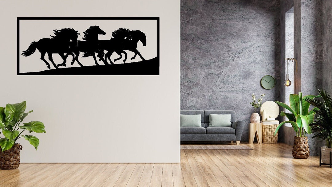 Metal Running Horses Wall Art Decor Dxf Digital Download Etsy