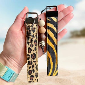 Animal Print Fabric Key Fob Wristlets – Keychain Lanyard for Keys, Customizable, Handmade Key Holders