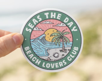 Seas the Day Beach Sticker, Beach Lovers Club Vinyl Decal