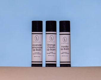 Lip Balm Set - 3 Limited Edition Lip Balms | Lavender Lemonade | Orange Cream | Vanilla