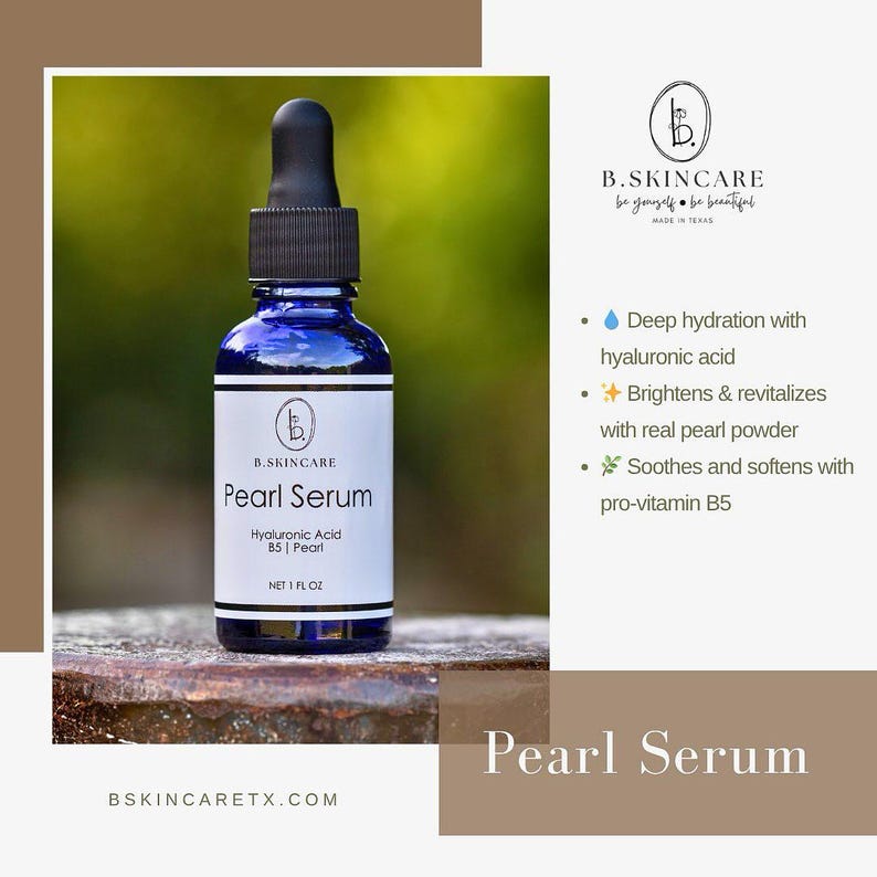 Pearl Serum - Natural Facial Serum Infused with Pearl, Hyaluronic Acid, B5, and Natural Preservatives image 3