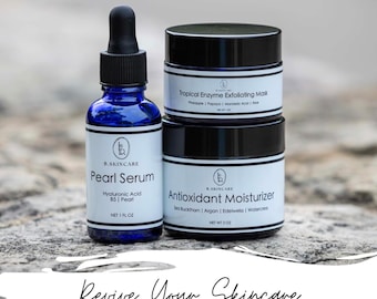 Serum, Moisturizer, and Mask Set | Pearl Serum, Antioxidant Moisturizer, Tropical Enzyme Exfoliating Mask