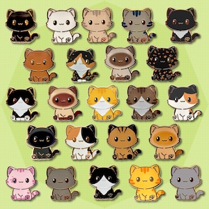 Épinglettes pour chat premium - 23 races et couleurs - Jolie épinglette en émail dur, cadeau parfait pour tous les amoureux des chats