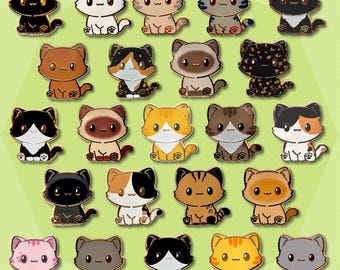 Premium Cat Pins – 23 Breeds and Colors – Cute Hard Enamel Pin Perfect Gift for Every Cat Lover